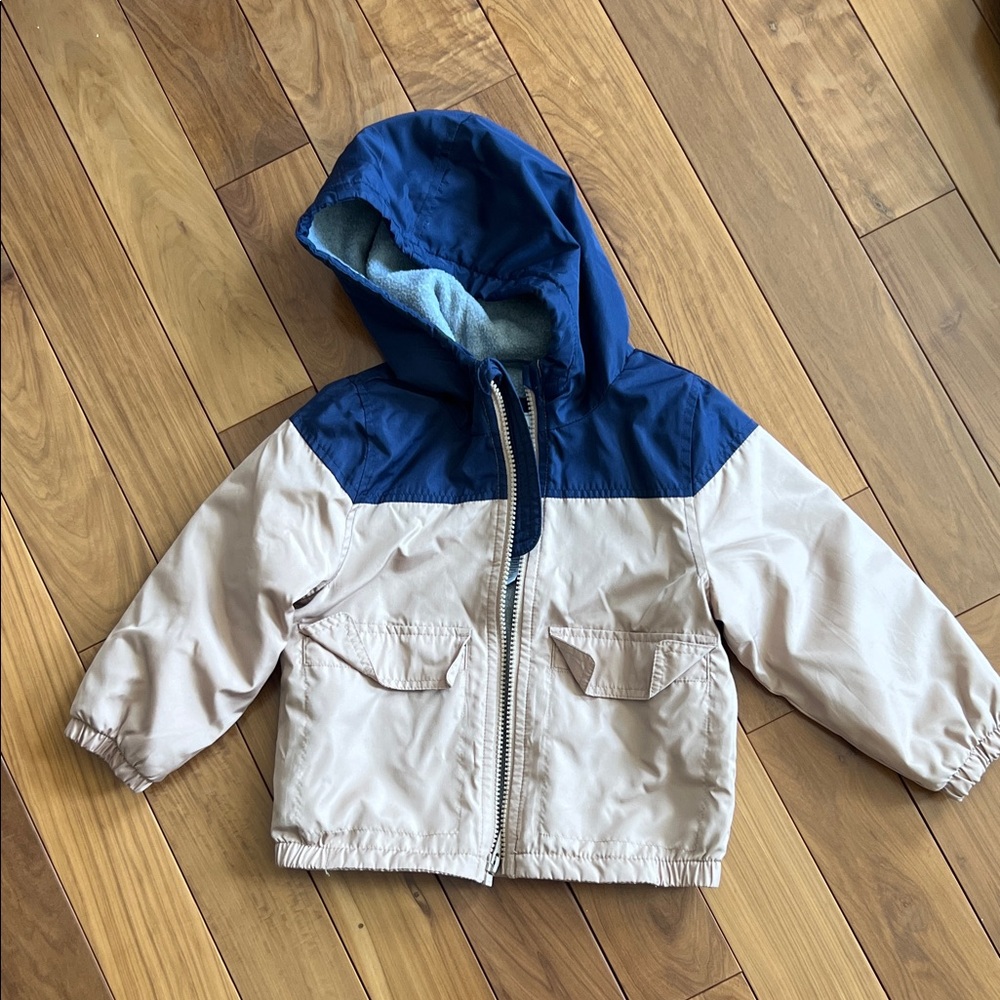 Carter's Two-Tone Hooded Rain Jacket in Navy & Cream